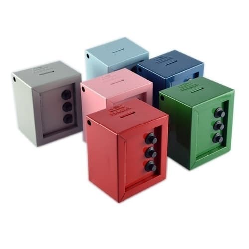 Cofrinho Mini Cofre De Aço Com Segredos Com Várias Cores