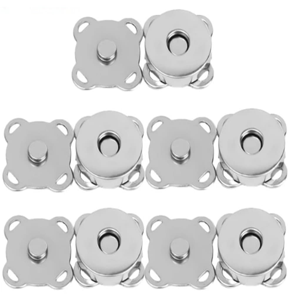 Kit 5 Botões Magnéticos 14mm Fecho Imantado Prata Para Costurar Bolsa Casaco imã Magnetizado
