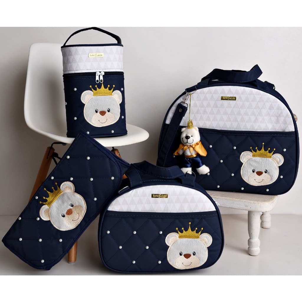 Kit de Bolsas Maternidade Ursinho de Bebê + Trocador