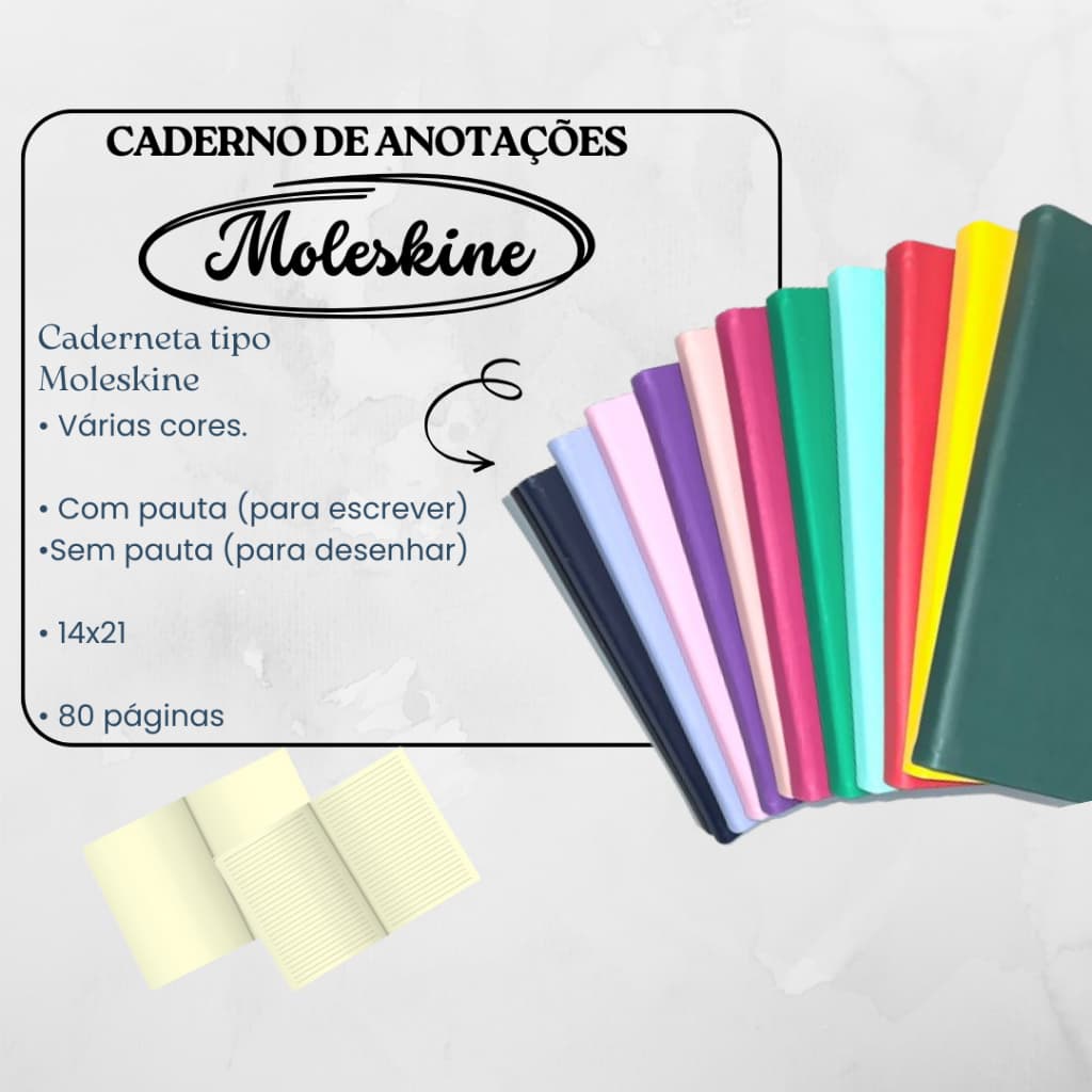 PROMOÇÃO SKETCHBOOK Caderneta Moleskine 21x14 cm SEM ou COM Pauta