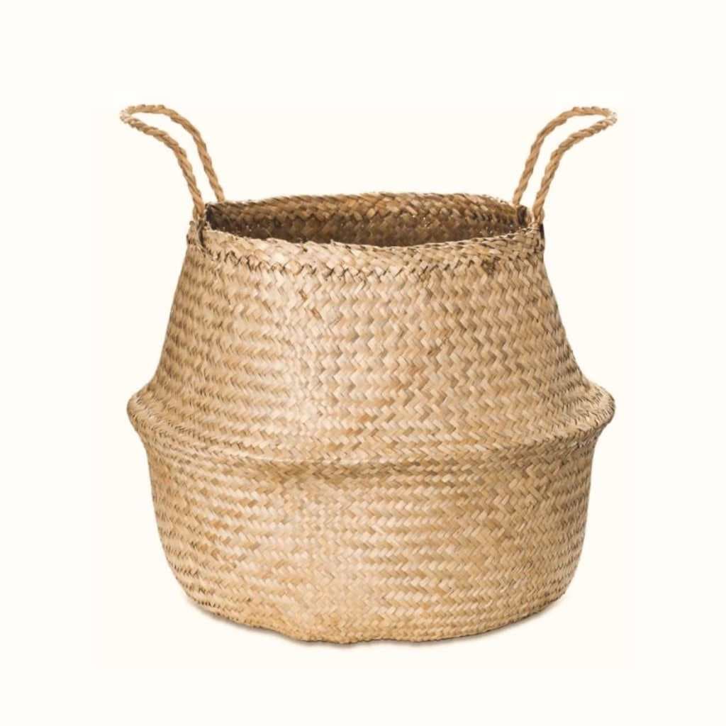 Cesto de Palha Grande Decorativo Multiuso com Alça Revista Toalha