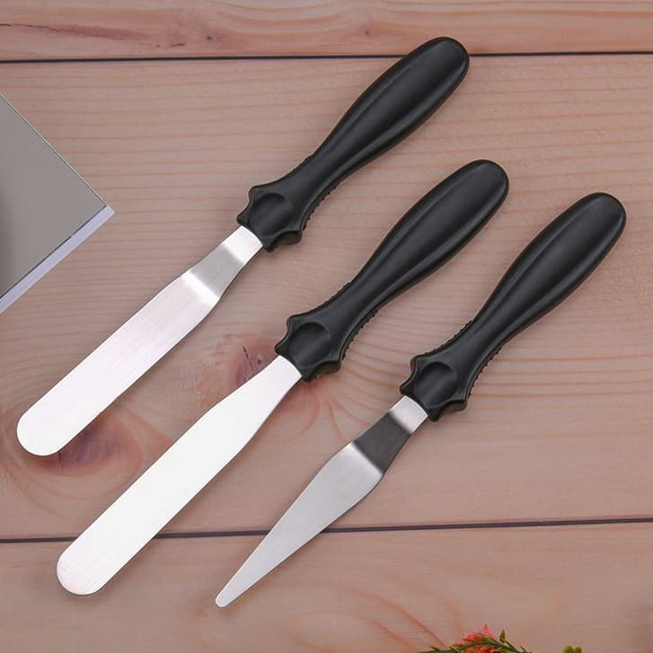 Kit 3 Espátulas Confeiteiro Para Bolos Decorados Pão Em Inox Multiuso