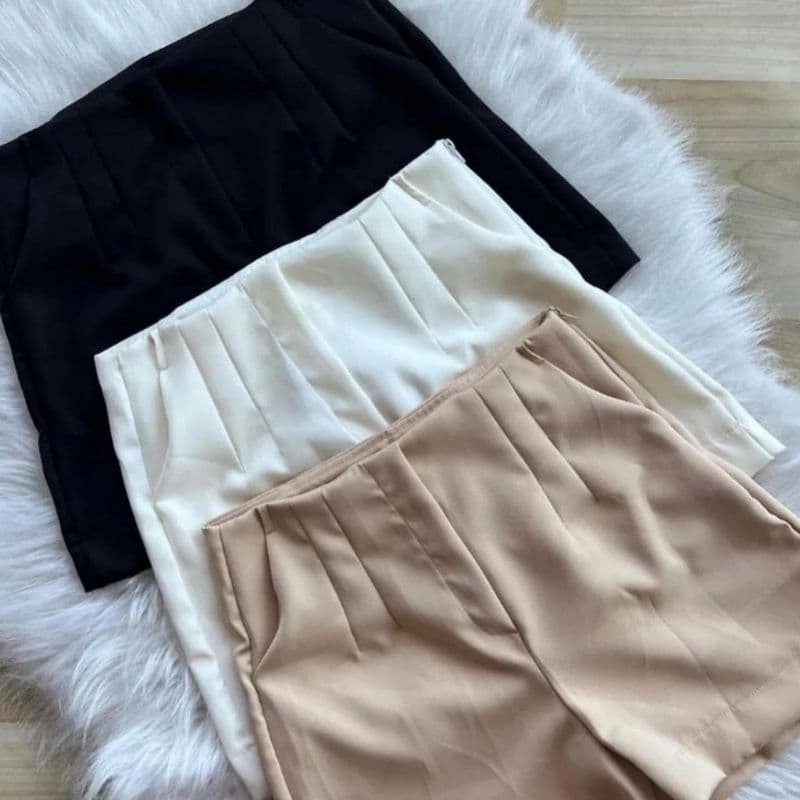 SHORT ALFAIATARIA FEMININO ZARA CINTURA ALTA COM ZÍPER NA LATERAL