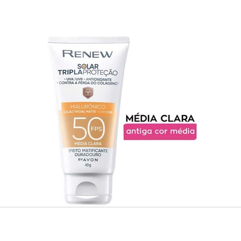 Avon Renew Protetor solar Hialurônico FPS50 cor Média Clara 40g