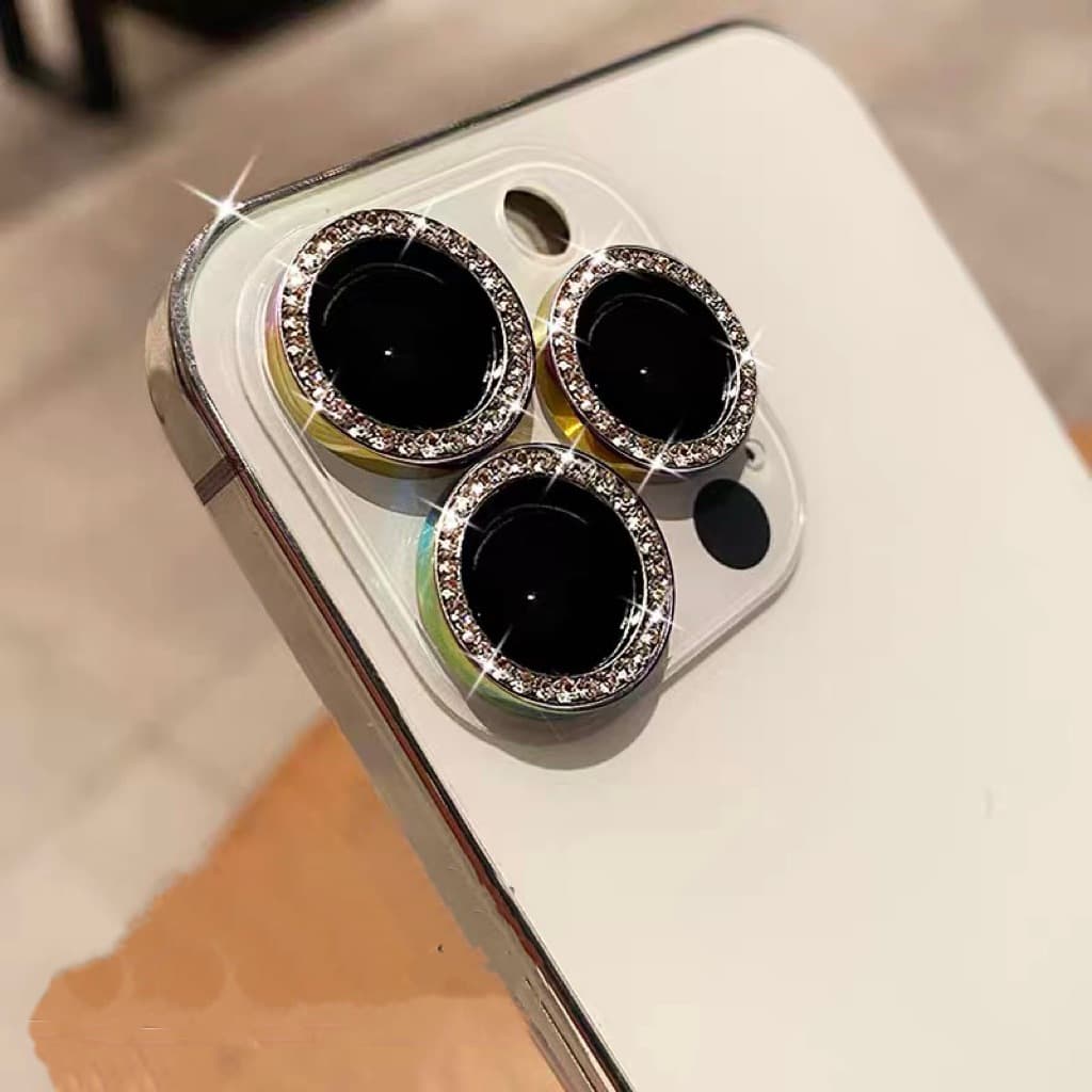 Kit Película Protetora Lente Câmera Strass Brilho Para iPhone  16 16Plus 16Promax 14 14Plus 14Promax 15 15Promax
