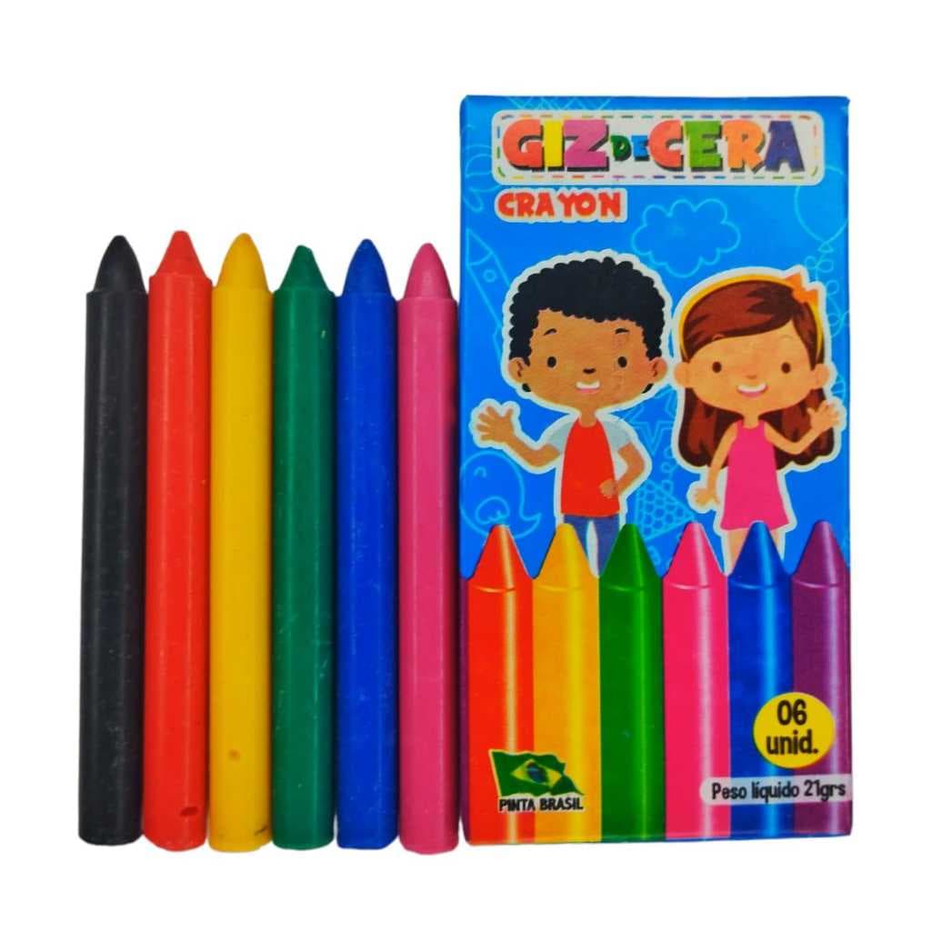 10 Cx Giz De Cera 6 Cores Colorido Para Kit Festa Lembrancinha Aniversario Prenda Quermesse novo