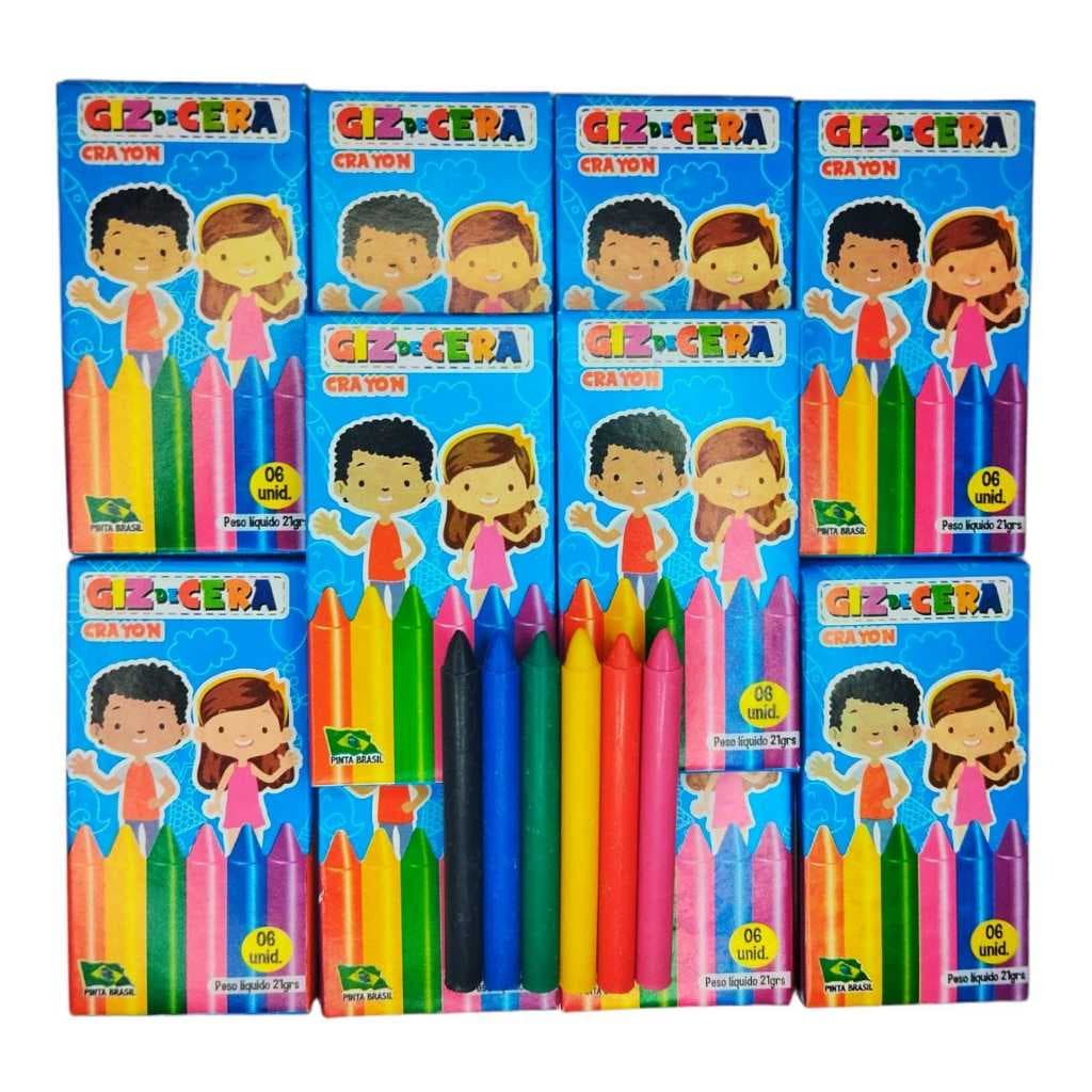20 Cx Giz De Cera 6 Cores Atacado Para Kit Festa Lembrancinha Aniversario Prenda Quermesse