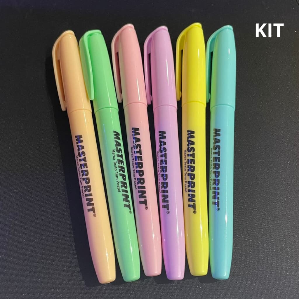 Kit 6 Canetas Marca Texto Tom Pastel Masterprint - 6 Cores
