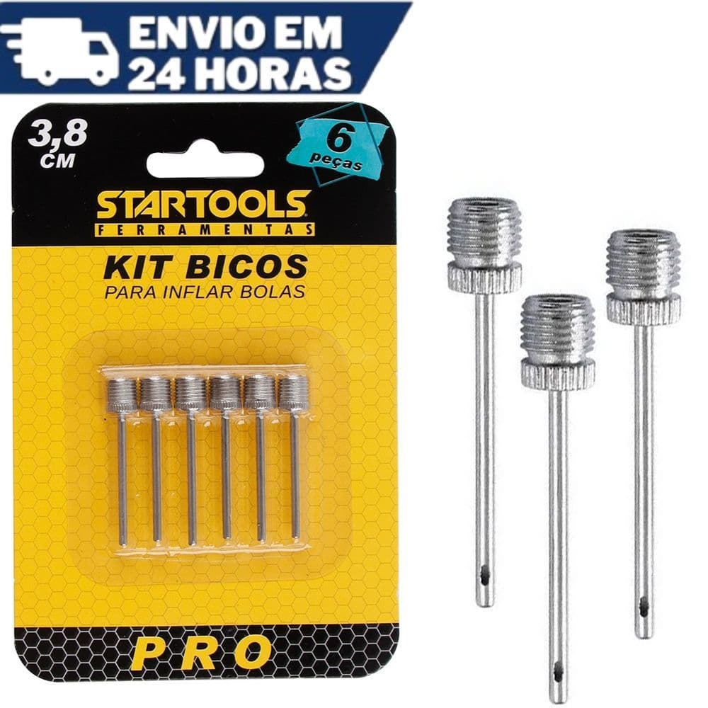Kit 6 Bico Bomba D Ar Inflar Encher Bola I-16 Startools Inox