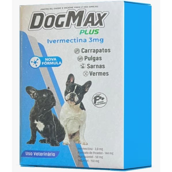 DogMax Plus - Ação 4 em 1 - Remédio para pulgas, carrapatos, vermes e sarna 4 Comprimidos 15kg