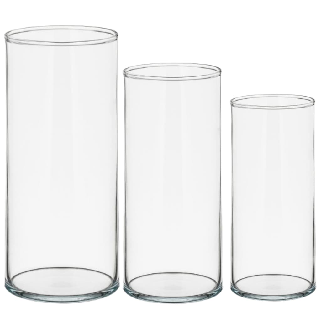 Kit 3 vaso de vidro cilíndrico decorativo tubo transparente decoração arranjo mesa flores