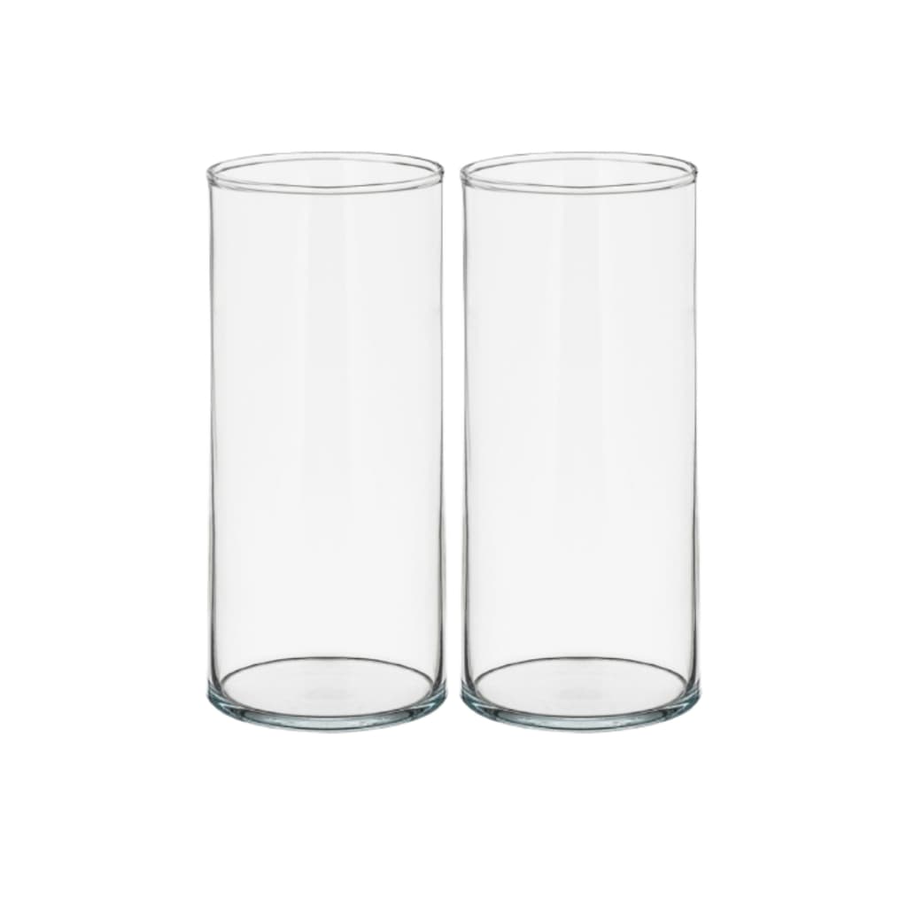 kit 2 vaso tubo de vidro transparente cilíndrico 22x9cm decoração arranjo flores