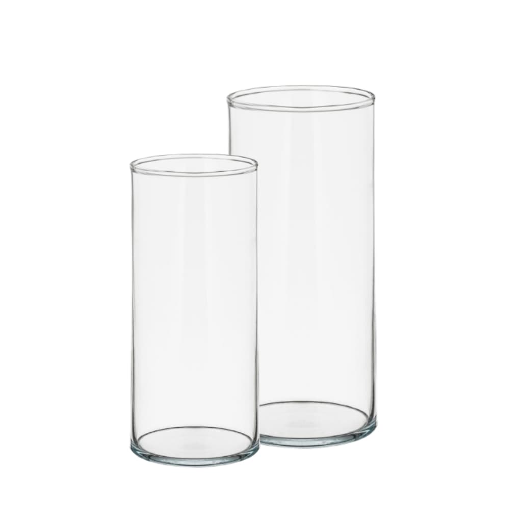 Kit vaso tubo de vidro cilíndrico decorativo 21 e 18cm arranjo flores decoração