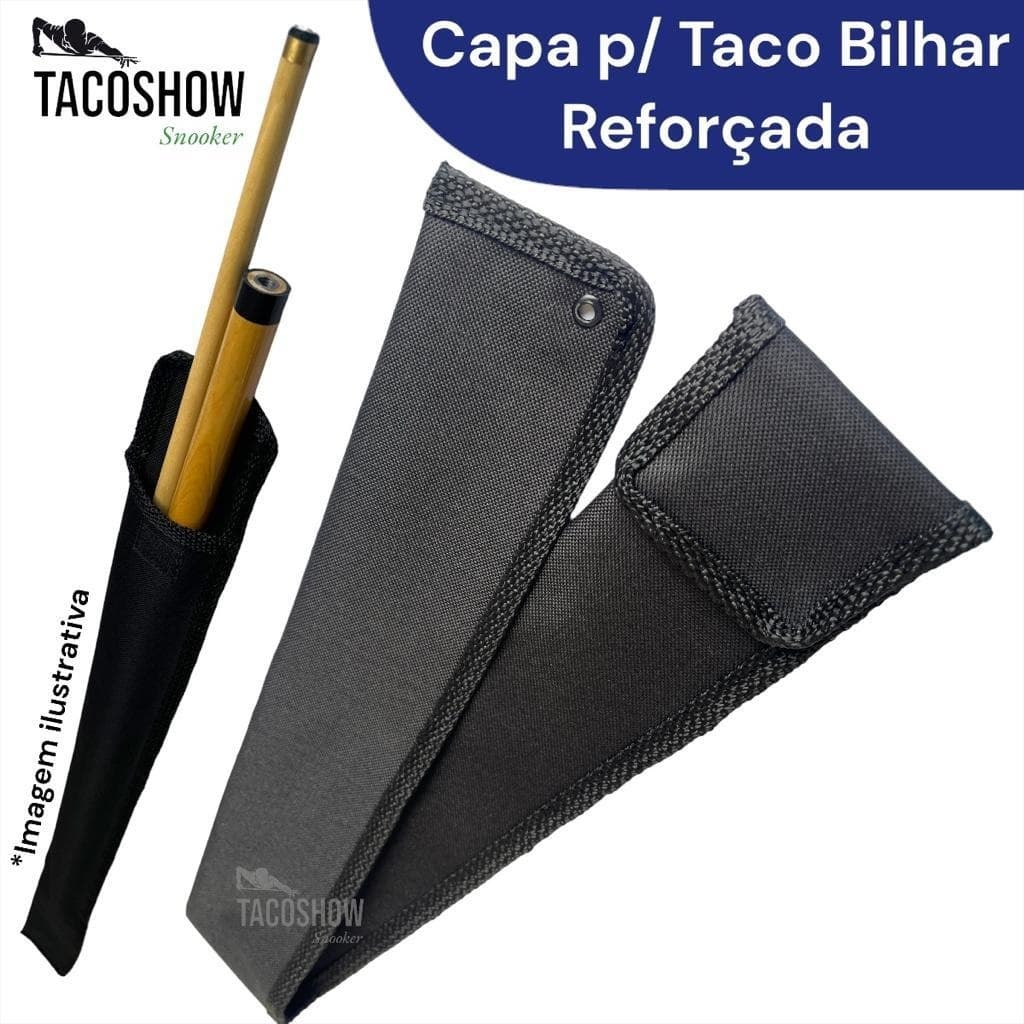 Capa de Taco Rosca Sem Forro Lona Especial Reforçada Bipartido Preta Para Taco Bilhar Sinuca Snooker