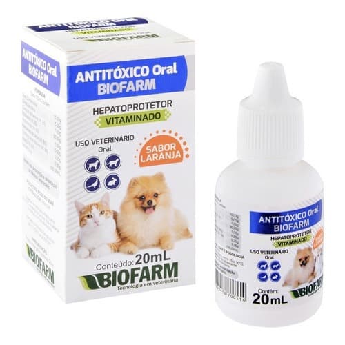Remedio gato com diarreia e vomito | Antitoxico Biofarm | Oral sabor laranja - 20ml