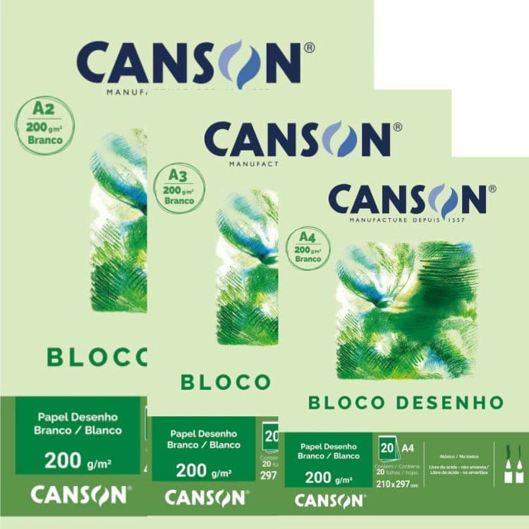 Bloco Universitário Desenho Branco 200g 20 Folhas CANSON