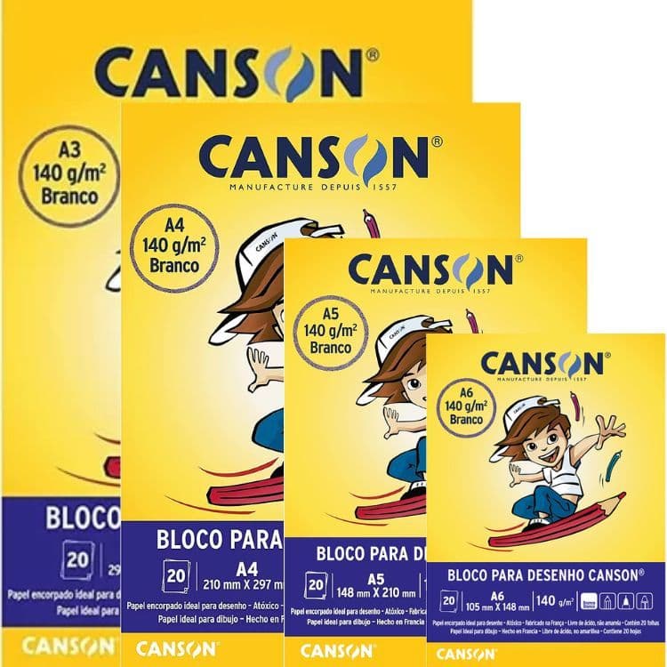 Bloco Escolar Desenho Infantil 140g Branco 20 Folhas CANSON