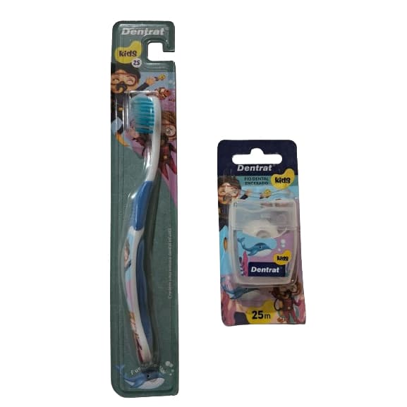 Escova Dental - Kids - Dentrat Azul/ Fio Dental Kids 25m