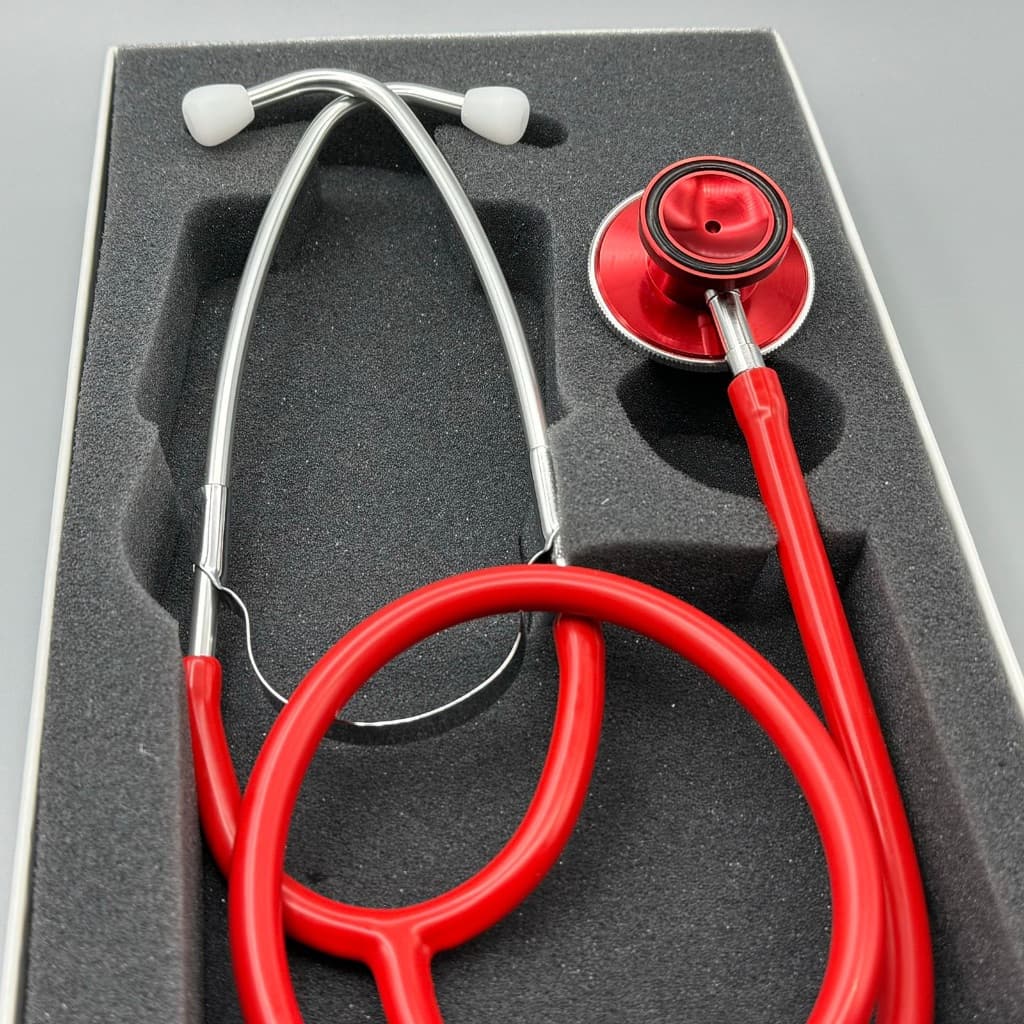 Estetoscópio Vermelho Bioland Duplo Adulto e Infantil Enfermagem Estudante Excelente Ausculta