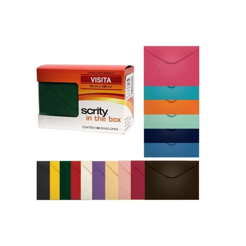Kit Envelope Visita 072x108mm c/100un Scrity - Colorido