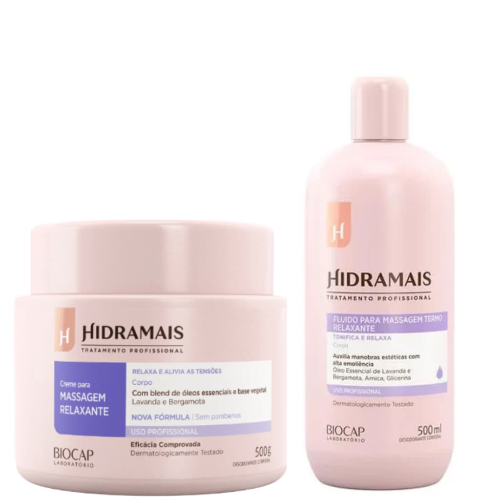 Hidramais Massagem Relaxante 500g+ Fluido Para Massagem Termo Relaxante 500ml