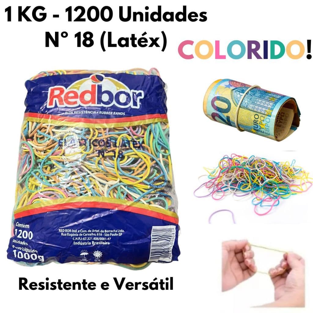1 Pacote de  Elástico Colorido Látex Borracha Liguinha Pamonha Goma N°18