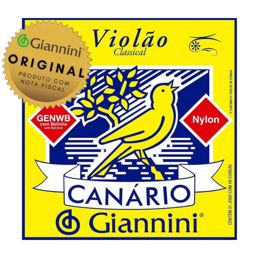 Jogo De Corda Violão - Giannini Canário - Nylon Com Bolinha