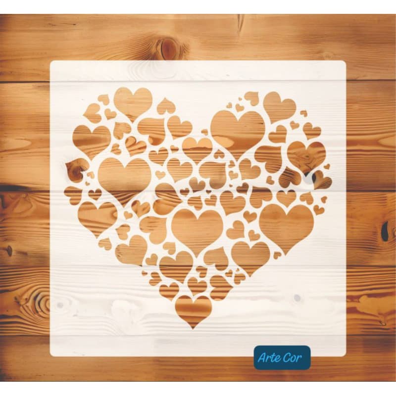 Estencil Corações / Molde vazado / n.38 / 20x 20 cm