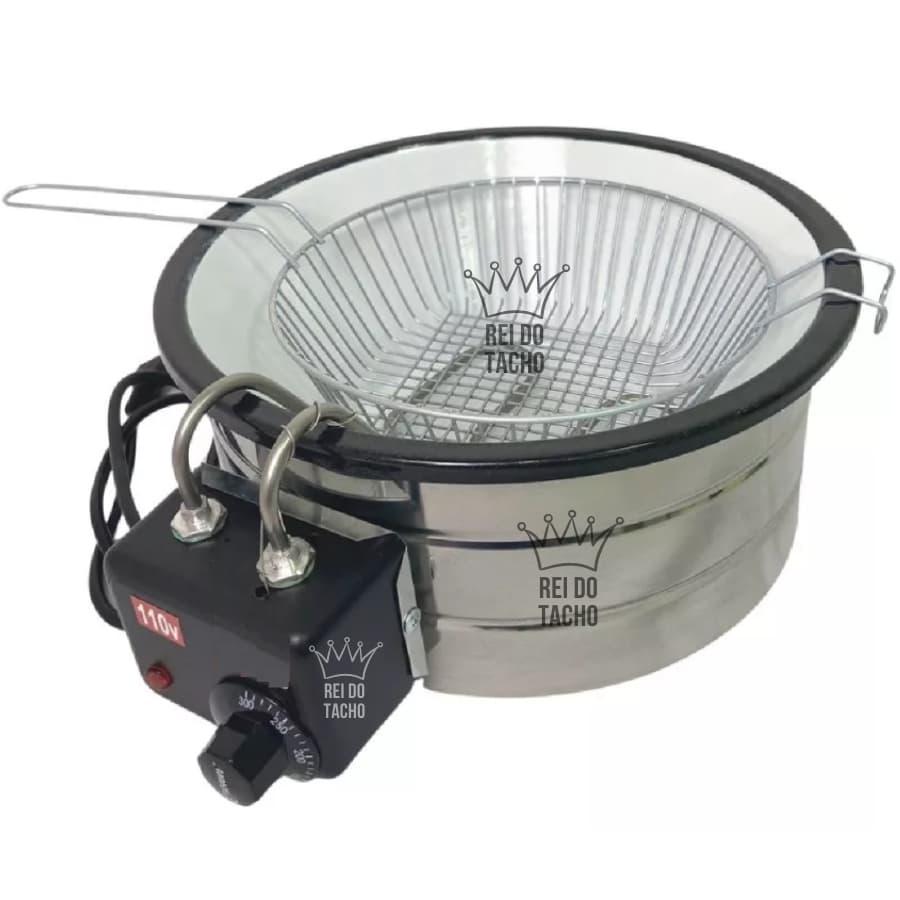 Fritadeira Elétrica Esmaltada Redonda Tacho 5 Litros Batata Pastel 110V