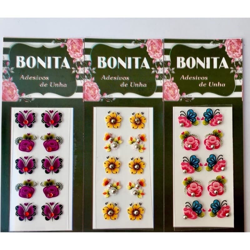 100 adesivos de unha 3d com pedrinha pedras artesanais bonita adesivos