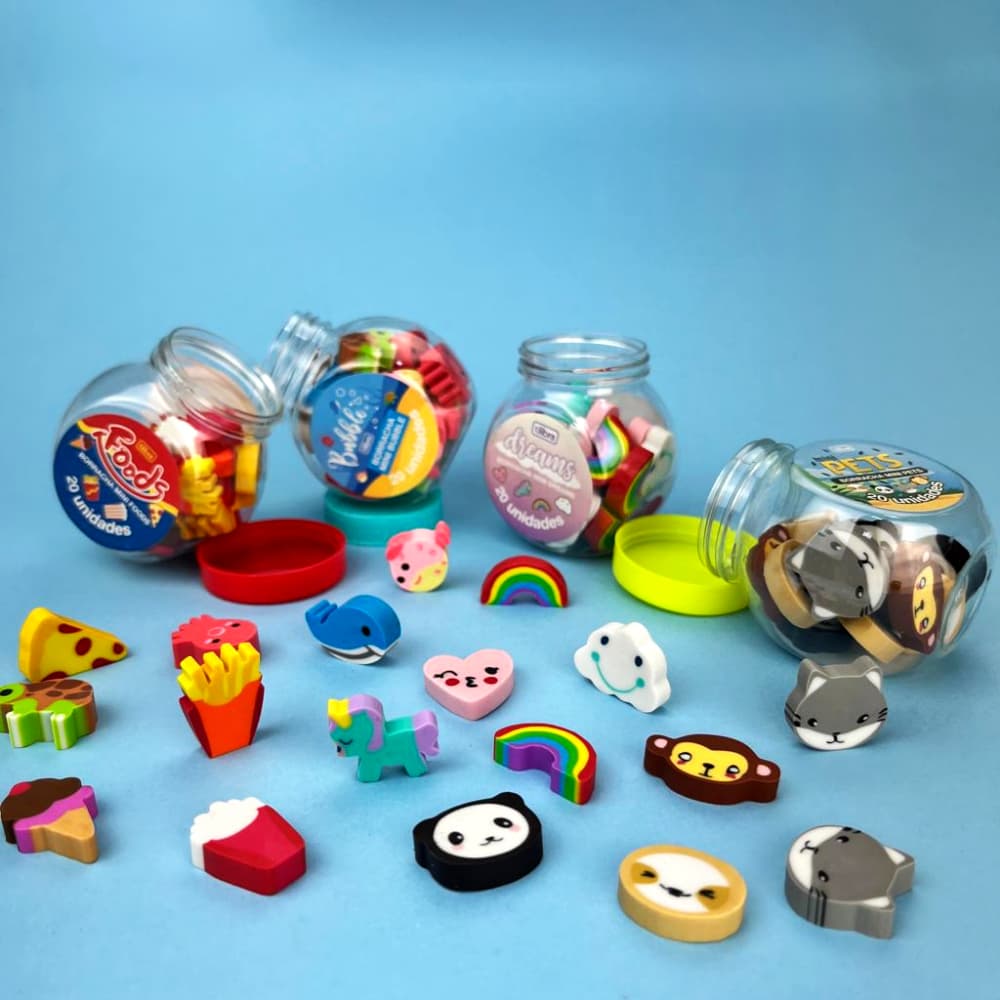 Mini Borracha Pote com 20 Unidades - Tilibra - Pets / Bubble / Foods