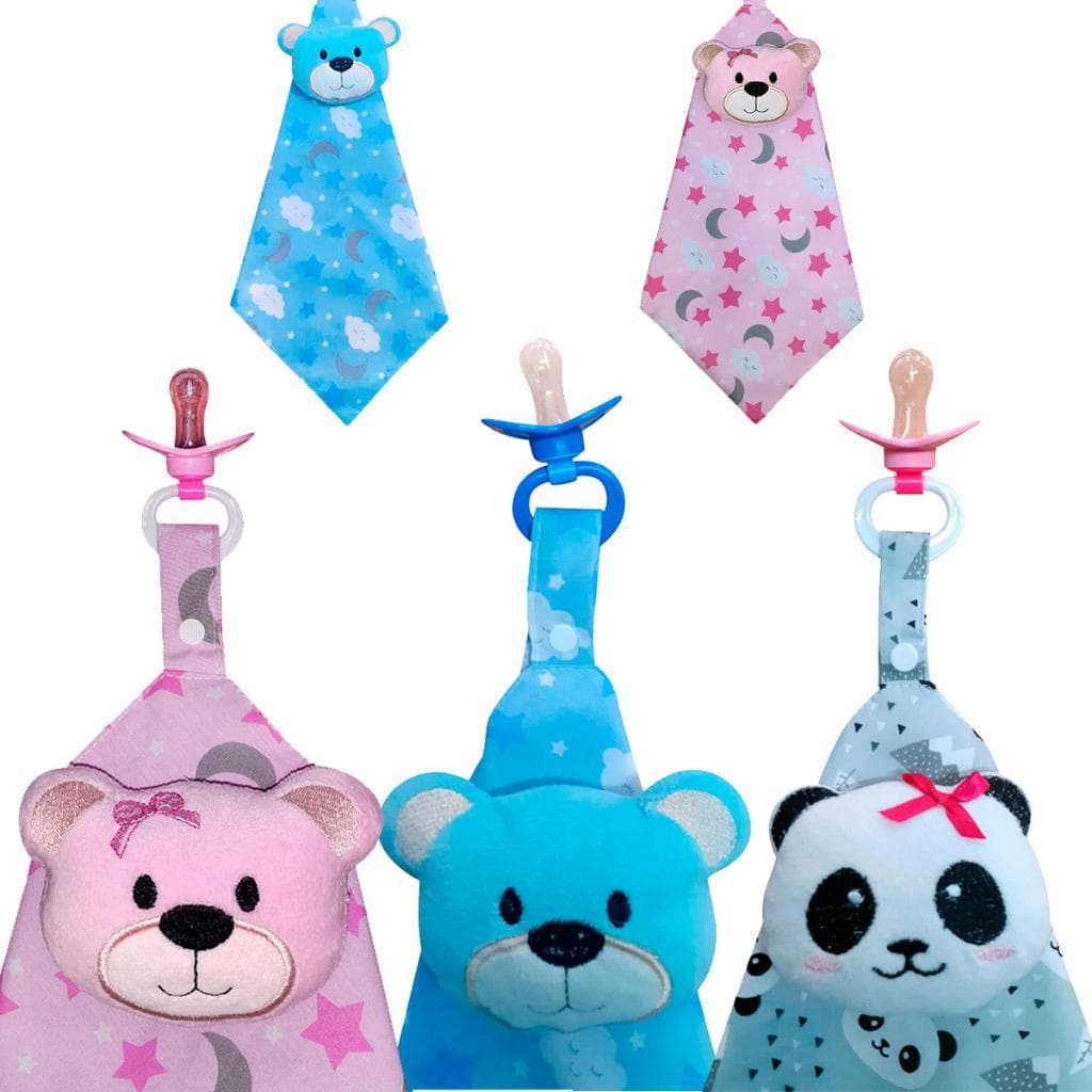 Naninha para Bebê com porta chupeta e bichinho em Plush