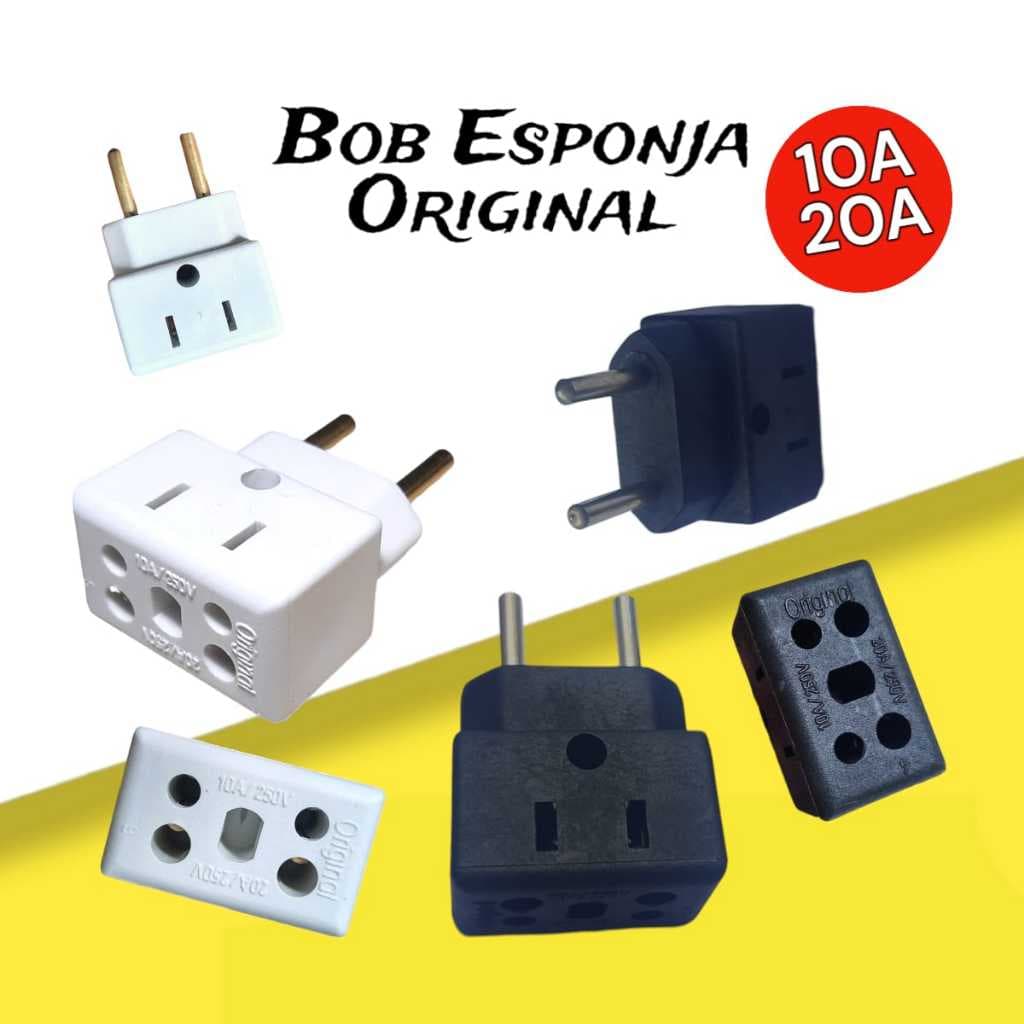 Adaptador Tomada Multiuso BOB ESPONJA 10a E 20a Benjamim Faca 2P+T