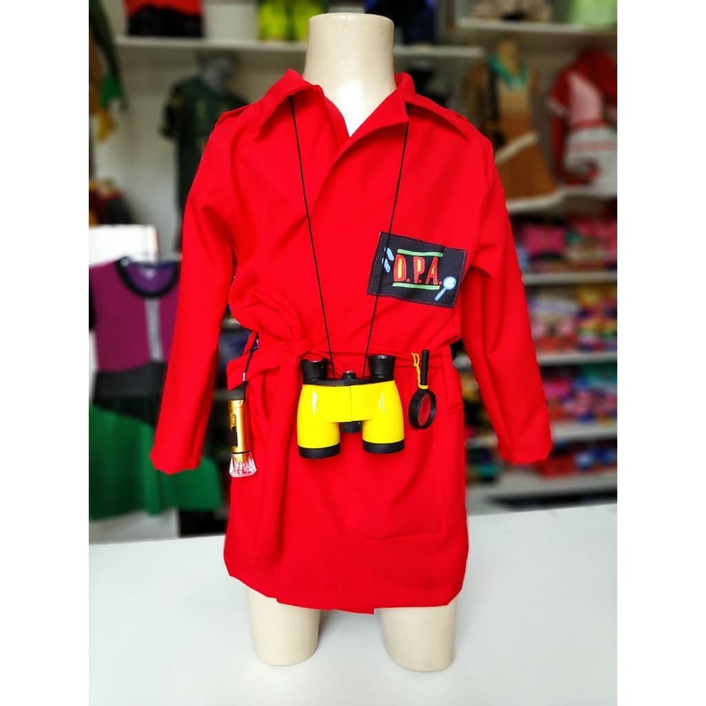 Jaleco Capa DETETIVES DO PREDIO AZUL + BINÓCULO, LANTERNA E LUPA