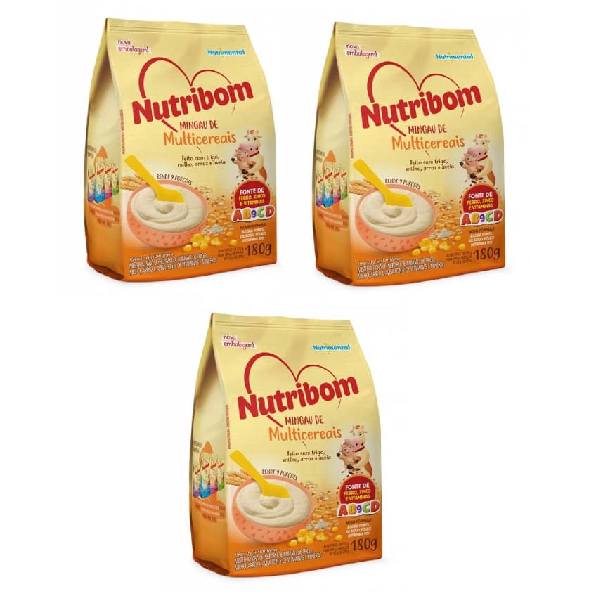 Mingau Nutribom Multicareais Sachê 3 pacotes 180g