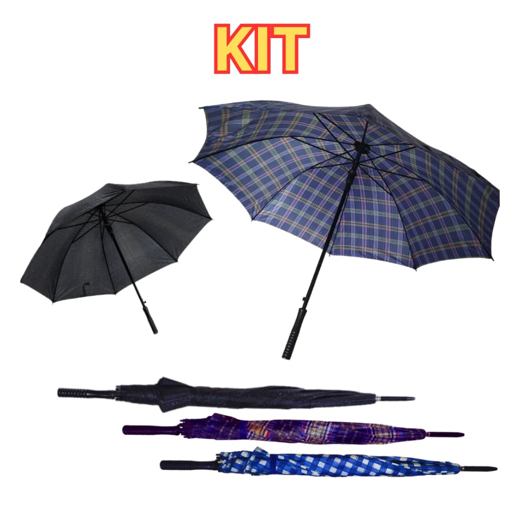 KIT 10 Guarda Chuva Reforcado Automático Grande Resistente tipo Espetão