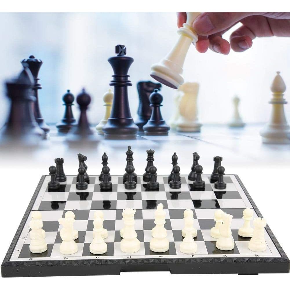 Tabuleiro de xadrez com peças de xadrez magnéticas portátil