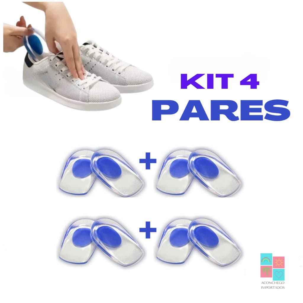 Kit 4 Pares Calcanheira de Silicone Gel Ortopédica Esporão Dor
