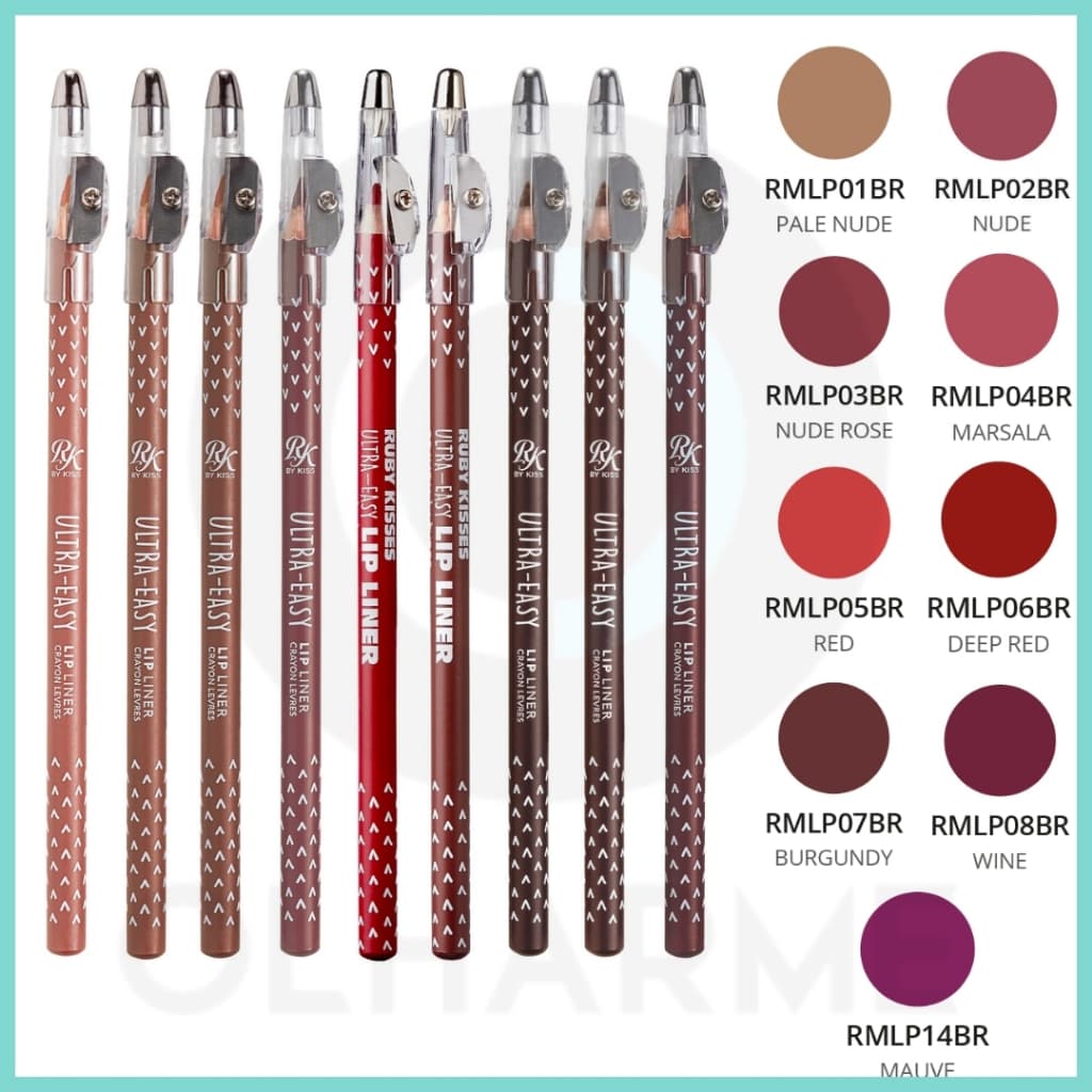 Lapis Labial de Madeira RK by Kiss - Lápis de Boca Cor Pale Nude;Nude;Nude Rose;Marsala;Red,Deep Red;Burgundy;Wine;Mauve
