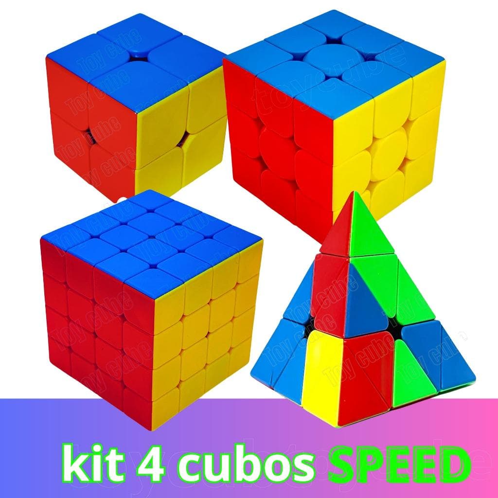 Kit Cubo Mágico 2x2x2 + 3x3x3 + 4x4x4 +piramide Profissional