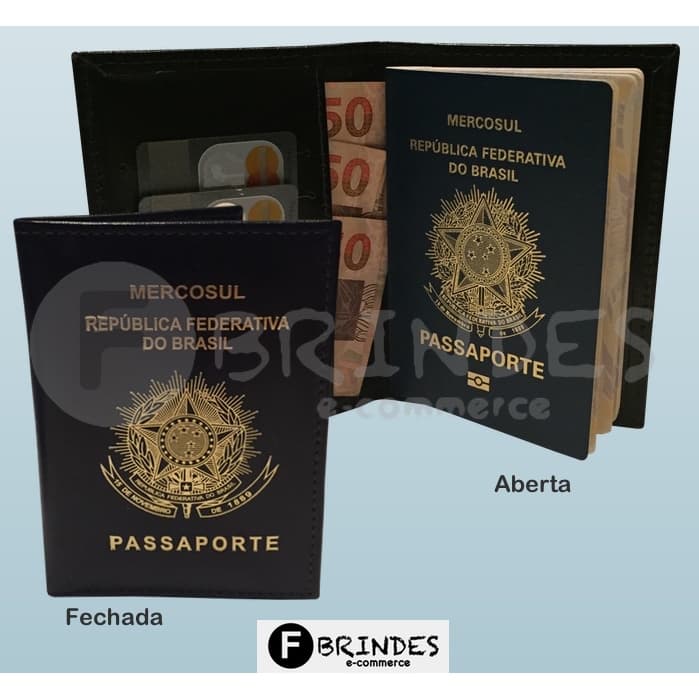 Capa de Passaporte Brasileiro (Logo Dourado)