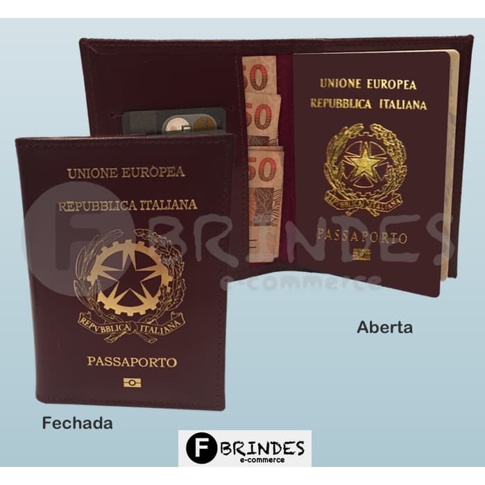 Capa de Passaporte Italiano (Brasão dourado)