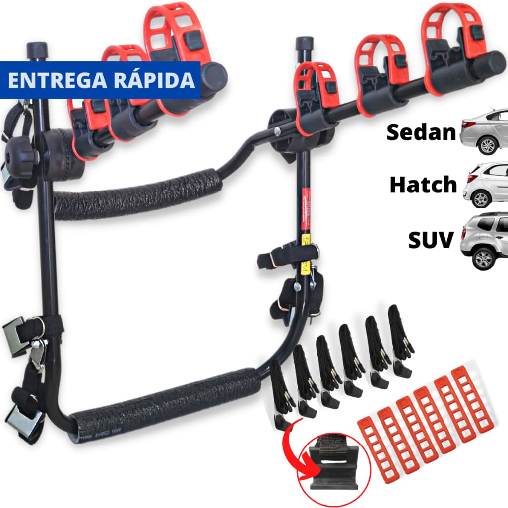 SUPORTE TRANSBIKE CARRO HATCH SEDAN SUV PARA 3 BICICLETAS