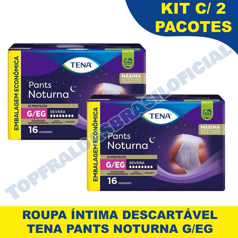 Kit 2ptes Roupa Íntima Tena Pants Noturna G/XG 16un (Total 32un)
