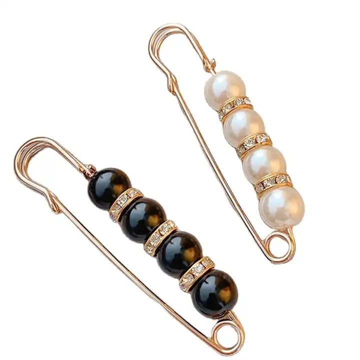 Alfinete Broche para Roupas Apertar Calça Cintura Pérolas com Strass Fivela Anti Perda Broche Acessório Customizar Roupa