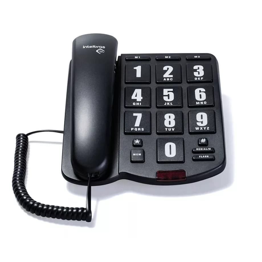 Telefone Fixo Linha de Mesa Aparelho Telefônico Intelbras Teclas Numeros Grandes