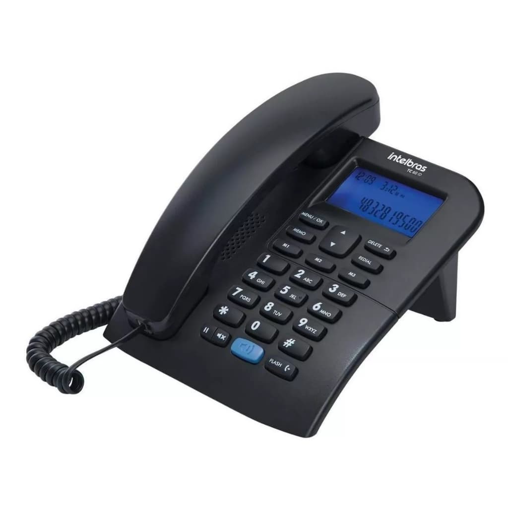 Telefone Fixo Linha de Mesa Aparelho Telefônico Intelbras Com Identificador Chamadas Bina Preto