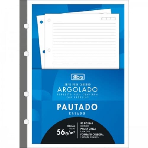 Refil Tiliflex P/ Caderno Argolado Colegial Académie 80 Fls