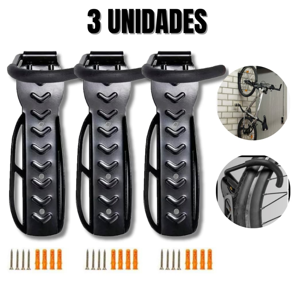 Kit 3 Suporte Parede Gancho Resistente Pendurar Bicicleta Bike Universal