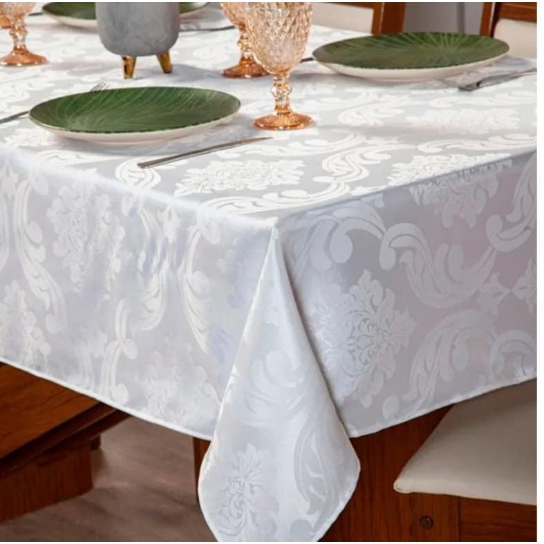 Toalha De Mesa Luxo 6 Lugares Jacquard Original Tecido Grosso
